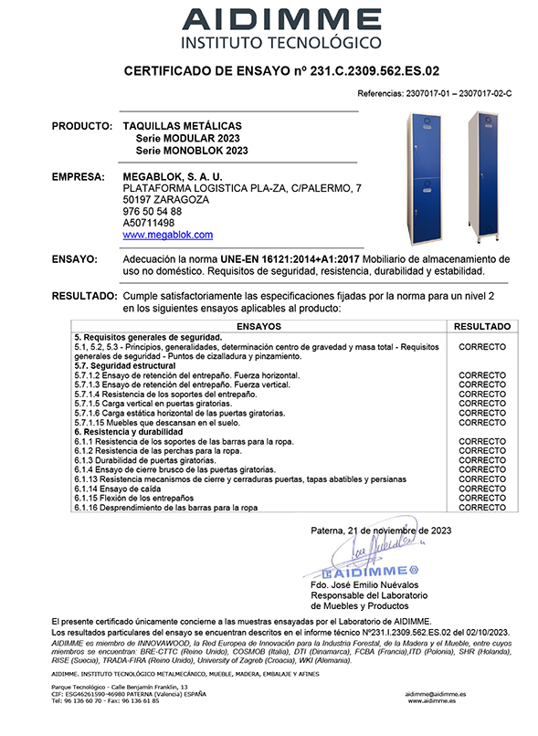 AIDIMME SERIE MODULAR Y MONOBLOK