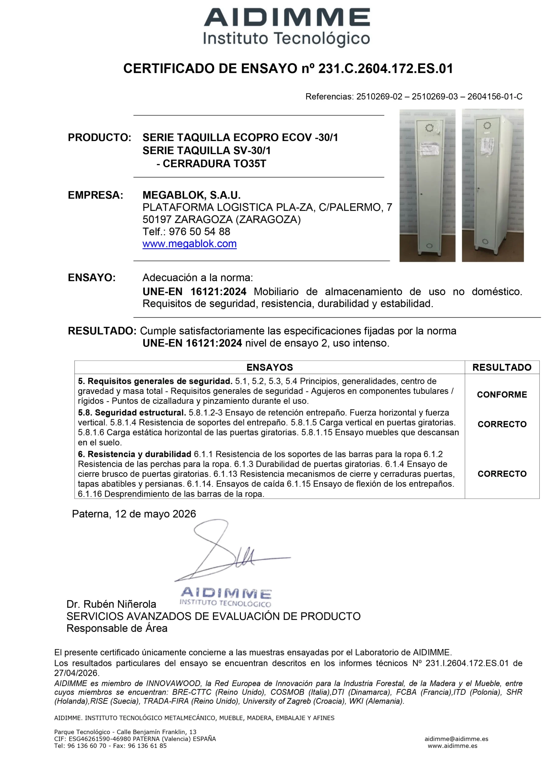 AIDIMME SERIE MODULAR Y MONOBLOK
